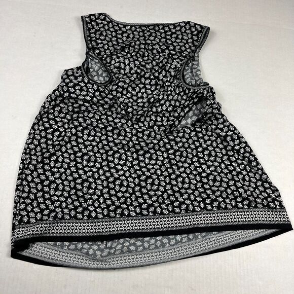 Max Studio Cold Shoulder Floral Top XL Black White Boho Cottagecore Casual Shirt - Picture 9 of 10